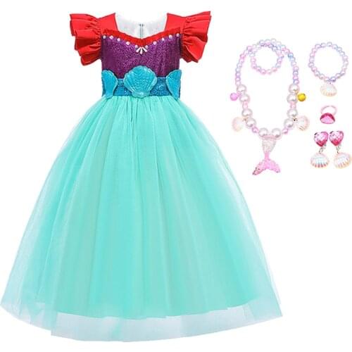 Mermaid Ariel Princess Girl Dress Cosplay Costumes for Kids Baby Girl Mermaid Dress Up Sets Children Halloween Clothing