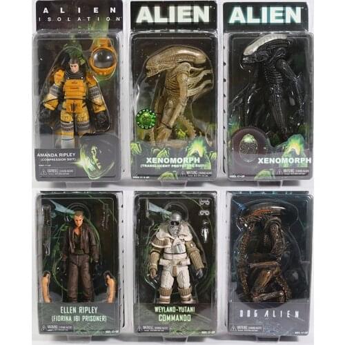NECA Aliens Xenomorph Warrior Dog Alien Ellen Ripley Weyland Yutani Bishop Colonel Cameron 7" Action Figure Collection