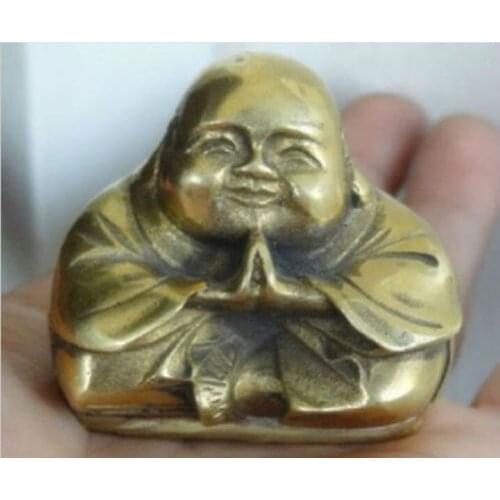 Chinese Old Chinese Brass Maitreya Laughing Buddha Statue figurine decoration BRASS factory outlets