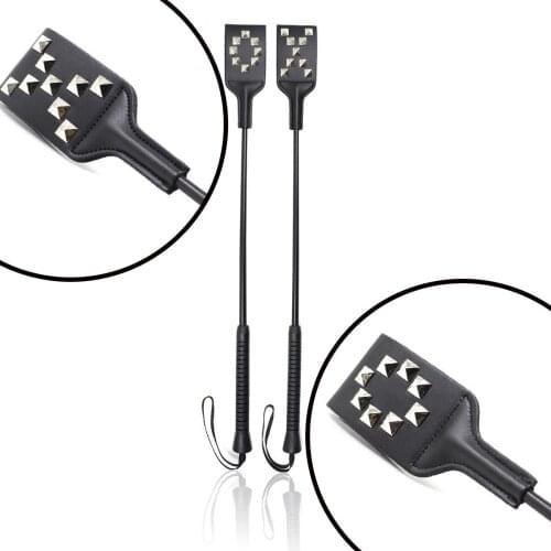 Erotic Leather Riding Crops Bdsm Spanking Paddle with Long Handle for Fetish Slave Role Play Couples Flirt Sexy Lingerie
