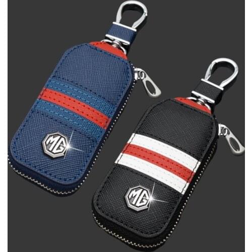 Leather MG Car keychain Car key case cover For MG ZS HS TF RX5 MG6 MG3 350 ZT 7 42 550 ZR 5 GS GT Car Styling Accessories