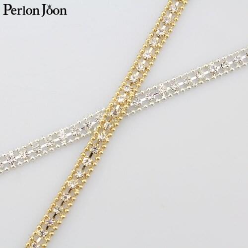 1 yard 5mm width of small rhinestone trim plating sliver crystal chain ribbon for clothing shoes decorative accessories ML068