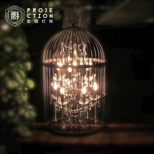 LOFT American country wrought iron bird cage crystal pendant lamp diameter 45cm high 75CM