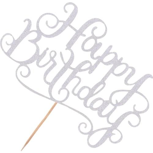 MagiDeal 20pcs Glitter Paper Happy Birthday Letters Cake Cupcake Cake Topper Cake Centerpieces Home Party Supplier