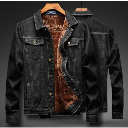 Men Jacket Winter High Street Mens Denim Jacket Male Fleece Thick Warm Cotton Padded Jean Coats Windbreaker Plus Size M-8XL