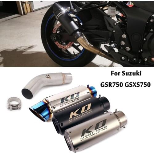 For Suzuki GSR750 GSX-S750 Motorcycle Exhaust Mid Link Pipe Connecting Slip On Tail Muffler End Tips 51mm Modified