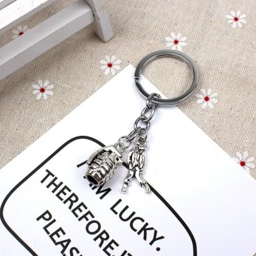 New Fashion Keychain The Walking Dead Pendants DIY Men Jewelry Car Key Chain Ring Holder Souvenir For Gift Zombie And Grenade