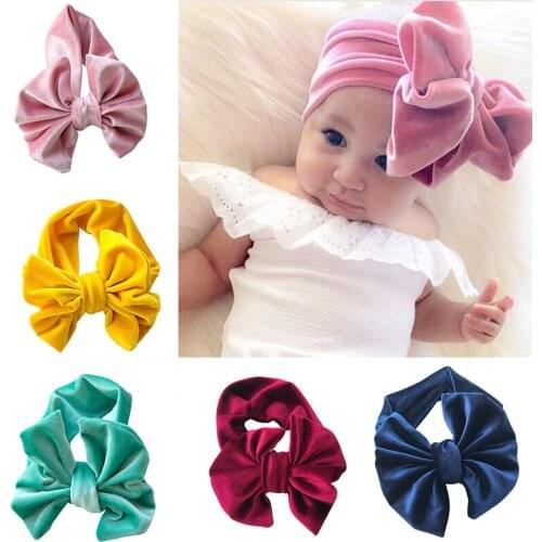 Newborn Toddler Infant Cute Big bowknot Headband pleuche Elastic Stretch hair bands Accessories Children girls HairBand Headwear