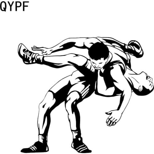 QYPF 15.6*13.4CM Mysterious Wrestling Stickers Car Styling Vinyl Accessories Silhouette C16-0409