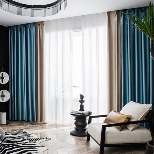 2PCS Luxury Blackout Curtains for Living Room Modern Solid Curtain for Bedroom Backdrop Curtain Thick Blinds Window Decor
