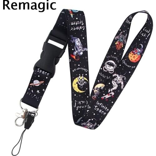 Outer Space Astronauts Neck Strap Lanyards ID badge card holder keychain Mobile Phone Strap Gift Ribbon webbing necklace gifts