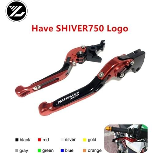 SHIVER750 Logo Motorcycle accessories telescopic folding brake clutch lever for aprilia SHIVER750 2008-2015 2009 2010 2011 12 13