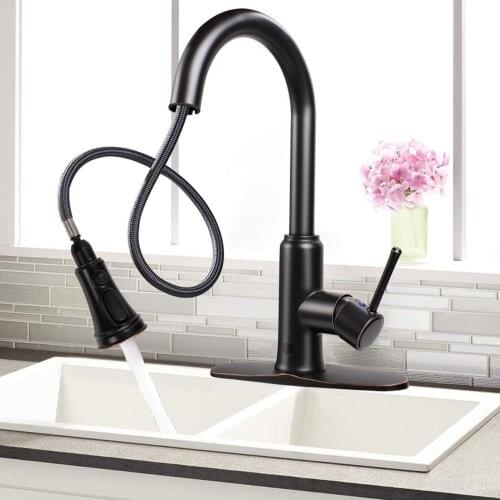 Atalawa Touchless Motion Sensor Kitchen Sink Faucet with Pull Down Three Mode Sprayer Head and 360 Rotating High Arc AWSF002-ORB