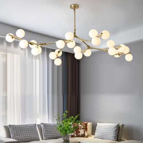 Modern Led Chandelier Fission Branches Style Glass Balls Ceiling Lamp Living Room Dining Bedroom Modern Salon Lighting Fixtures