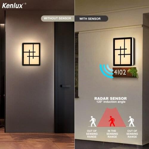 LED Wall Light 18W Waterproof Plastic IP65 Porch Light Modern LED Wall Lamp Radar Sensor Courtyard Garden Outdoor Lighting