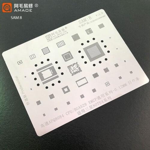 Amaoe BGA reballing stencil For SAMSUNG Note 4 APQ8084 CPU RAM BGA529 EMCP WIFI POWER Chip IC Solder Tin Plant Net