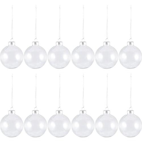12PCS Christmas Tree Balls Glass Transparent Festival Party Christmas Balls Pendants Decorations Ornaments Gifts with Lids