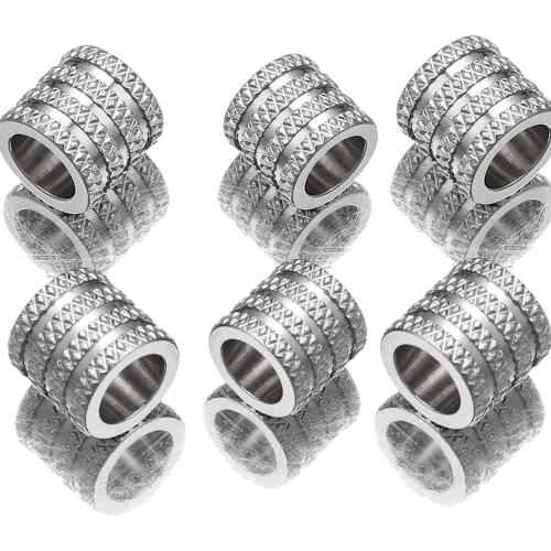 20pcs Lot Hole 5 6 MM Stainless Steel Big Hole Spacer Paracord Beads for DIY Jewelry Making Supplies Charms Bracelet Necklace