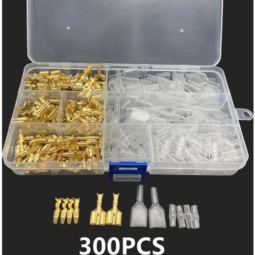 300PCS/sets 4.0 bullet terminal car electrical wire connector diameter 4mm Male + Female 1 : 2 Transparent sheath