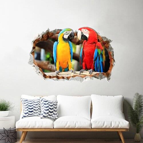 3D wall stickers | Cute Parrot Wall Sticker Decal Decorative Painting for Bedroom Living Room TV Wallpaper Decoration