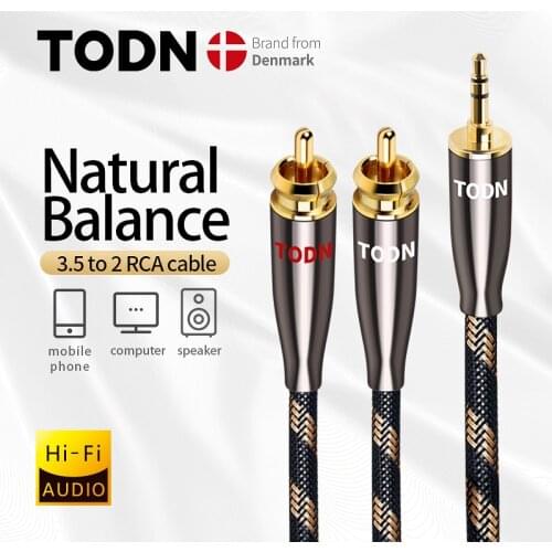 TODN RCA Cable HiFi Stereo 3.5mm to 2RCA Audio Cable AUX RCA Jack 3.5 Y Splitter for Amplifiers Audio Home Theater Cable RCA