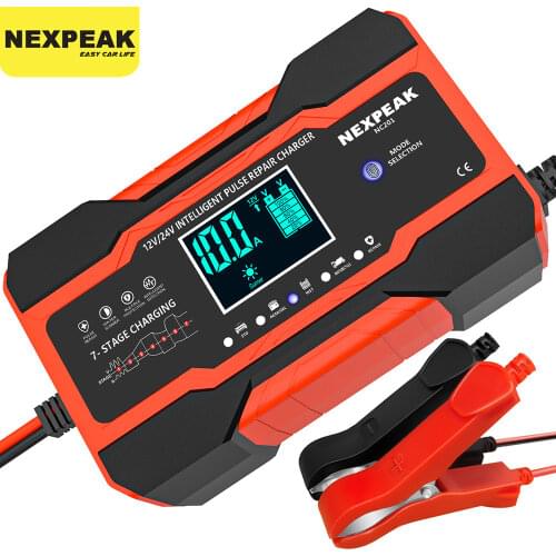 Car Battery Charger 12v 24v Fully Automatic Digital Display 10A Smart Car Battery Charger Power Puls Repair Wet Dry Lead Acid