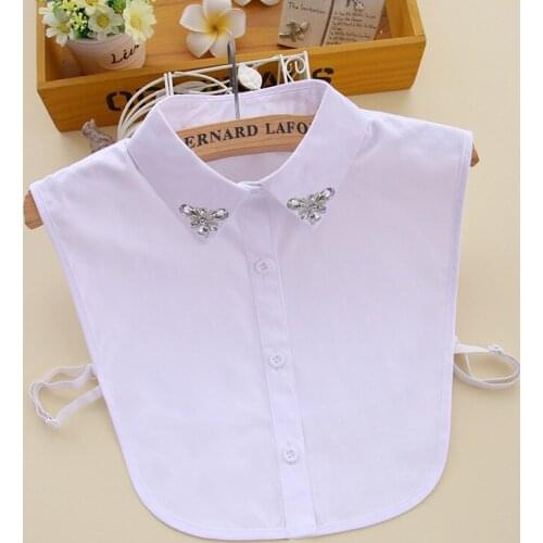 White Cotton Women Shirt Detachable Collar Ladies Lapel Shirt Fake Collar False Collars Blouse Tops Vest Female Faux Col