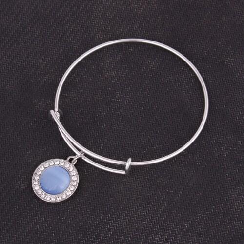 Multicolor Crystal Charm Adjustable Wire Bangle Bracelet for Sisters Friends Daughters Mothers