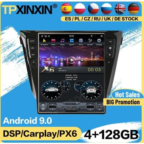 Carplay Tesla 128G Radio 2 Din Stereo Screen Android For Nissan Qashqai 2013 2014 2015 2016 2017 2018 GPS Player Audio Head Unit