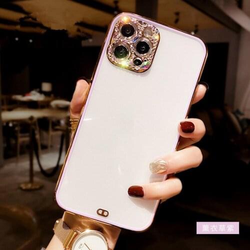 Luxury Plating Square Frame Silicone Case for iPhone 12 Pro MAX 11 Pro MAX XR XS MAX X 7/8 Plus Soft Transparent Clear Cover