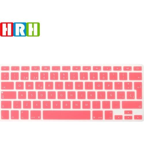 HRH Multiple colour Spanish Silicone Keyboard Cover laptop skin Custom Protector for Macbook Air Pro 1315 Retina thin EU Version