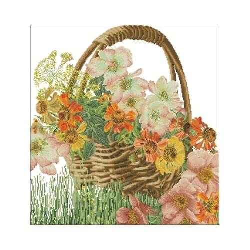 Flower Basket 2 Needlework,For Embroidery,DIY 14CT Unprinted Arts Cross stitch kits Set Cross-Stitching Home Decor