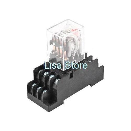 DC 24V Coil Voltage Volt 14 Pin General Power Relay w Black Socket