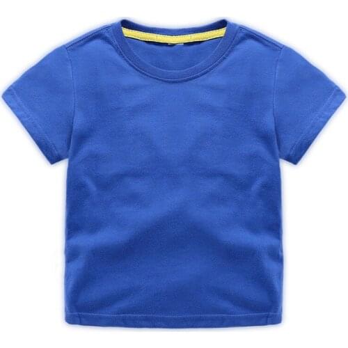 Kids T-shirt Tops Baby Boy Cotton Short Sleeve Tops girls Children Solid color basic color clothes boys girls tees