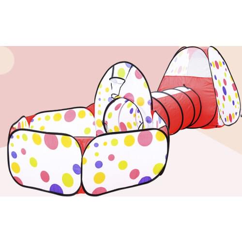 Children Play Game Tent Foldable Round Tunnel Tent Three-Piece Set Ocean Ball Pool Indoor/Outdoor Playhouse Photography Props
