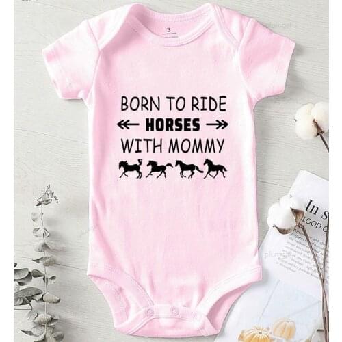 Ride Horses Print Mommy Baby Girls Clothes Winter One Piece Toddler Jumpsuits Cotton Romper for Babies Newborn Girl Outfit