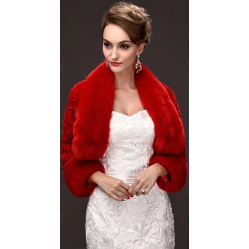 Elegant Hot Sell Winter Bridal Wraps Faux Fur Wedding Cloaks Bolero Winter Wraps Coat Bridal Wedding Jacket 2018 EE7717