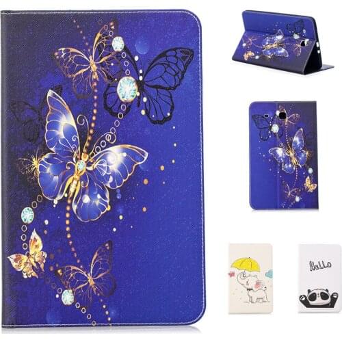 Purple Golden Butterfly Pattern Tablet Case for Samsung Galaxy Tab E 9.6 T560 T561 Smart Cover Cartoon PU Leather