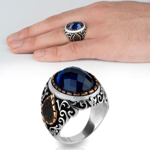 Guaranteed High-quality 925 Sterling Silver ZIRCON STONE ring Jewelry Made in Turkey in a luxurious way for men with gift