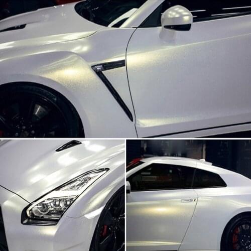 20cm*1/2/3/4/5/6M Glossy white Pearl golden sanding vinyl sticker for car wrapping Decal metallic glitter film Pearl wrap