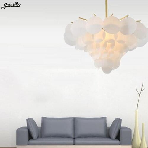 Jmmxiuz American luxury LED chandelier Salon French pastoral Princess childrens room restaurant decorative Shell lamps