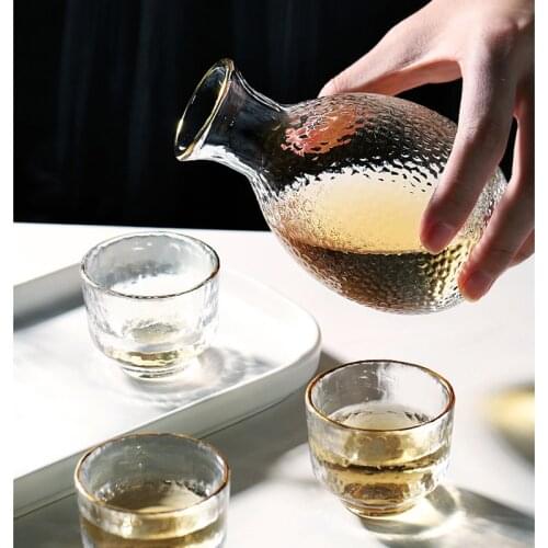 Sake Jug White Wine Glass Handmade One Jug Four Glasses Transparent Crystal Creative Wine Set Yellow White Wine Glass Wine