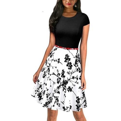 MISSJOY Plus size 4XL Dress kleding vrouwen Vintage Elegant Cap Sleeve Lemon Flower Print pin up fashionable dresses kerst jurk