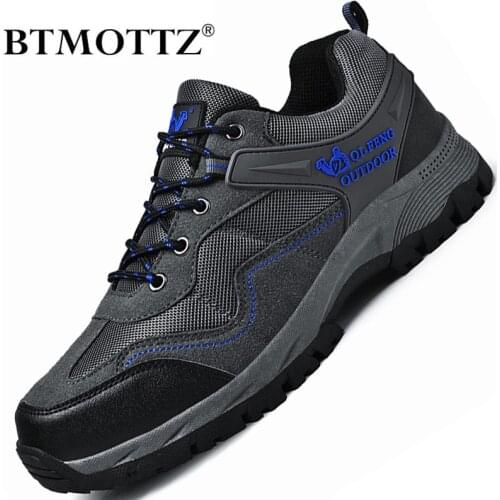 Mens Men Trekking Shoes Men Casual Sneaker Leather Designer Lace Up Outdoor Trainers Non-slip Men Hiking Shoes Plus Size 38-49