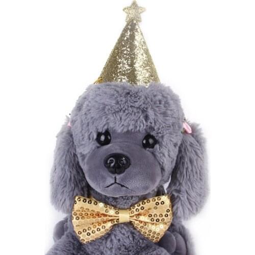 2Pcs/set Pet Dogs Hat With Bowknot Set for Cat Dog Birthday Costume Sequin Design Headwear Cap Hat Party Pets Accessories