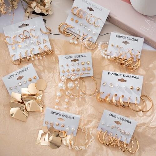 Womens Personalized Exquisite Golden Earrings Set 2021 Fashion Trend Gold Color Earrings Dangle Drop For Women Jewelry Card New