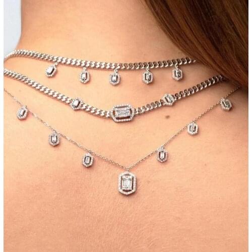 Wedding jewelry Square pendant set For Women Full Cubic Zirconia Bridal Jewelry Sets pendientes mujer moda