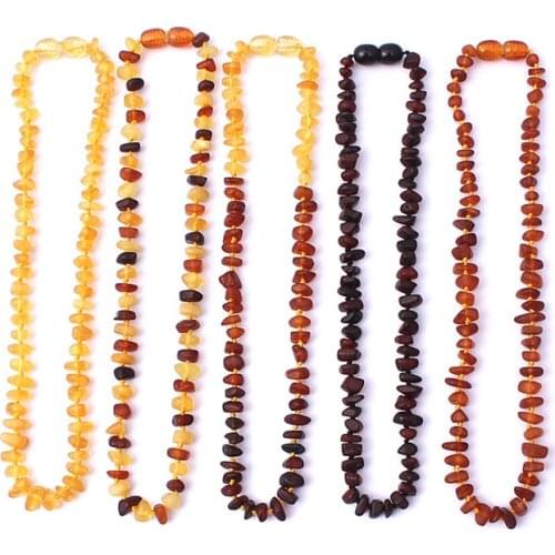 Raw Unpolished Ambers Bracelet Necklace Baltic Natural Ambers Beads Baby Jewelry for Boy Girls Infant Teething Child Gifts