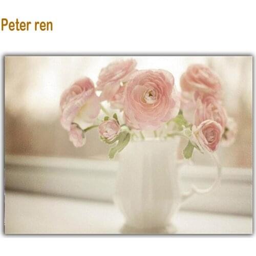 Peter ren Diamond Embroidery Diy diamond painting Cross Stitch Full icon Needlework Artificials Pink peony Square Diamond Mosaic