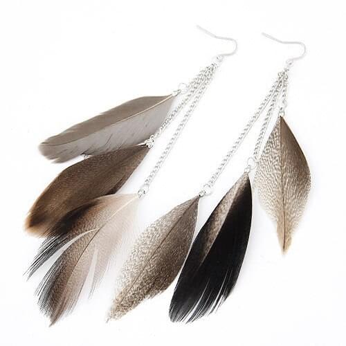 QCOOLJLY 2019 Vintage Feather Earrings For Women Boucle D'oreille Femme Fashion Long Earrings Brinco Jewelry Pendientes Bijoux